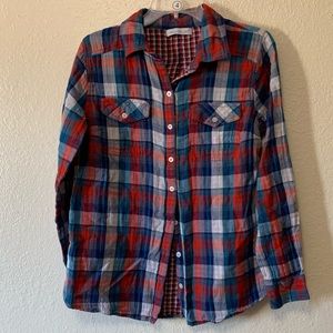 ❄️Red/white/blue button up flannel size medium